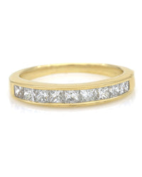 Channel Set Diamond Tapered Band in Yellow Gold
