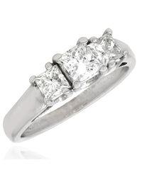 3 Stone Princess Cut Diamond Ring in White Gold