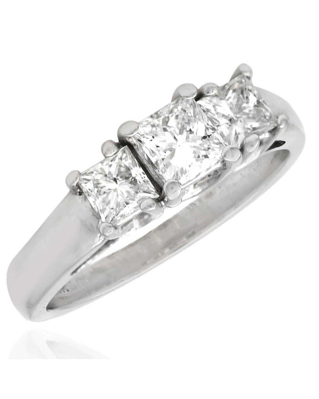 3 Stone Princess Cut Diamond Ring in White Gold
