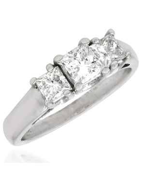 3 Stone Princess Cut Diamond Ring in White Gold