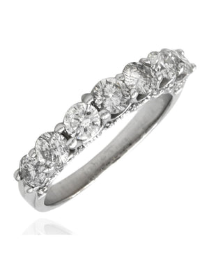 7 Stone Diamond Scalloped Edge Ring