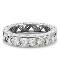 Gentleman's Etched Open Cut 5 Stone Diamond Band in White Gold