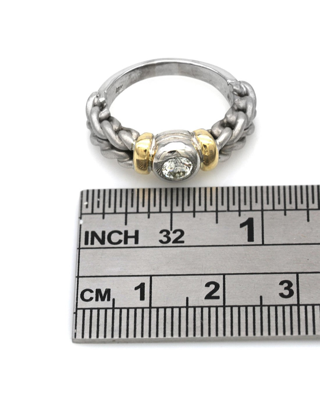 Diamond Braided Ring in White and Yellow Gold