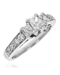 Radiant, Round and Princess Diamond Engagement Ring in White Gold