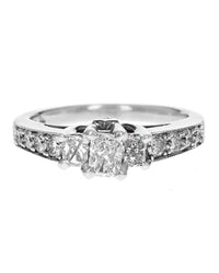 Radiant, Round and Princess Diamond Engagement Ring in White Gold