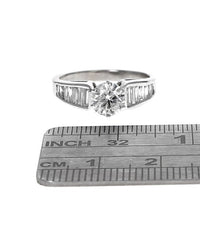 Round and Baguette Diamond Engagement Ring