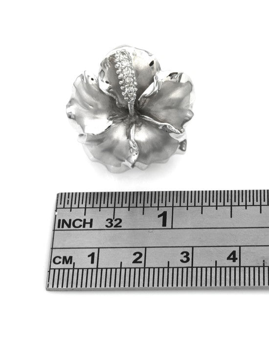 Diamond Large Flower Ring in White Gold