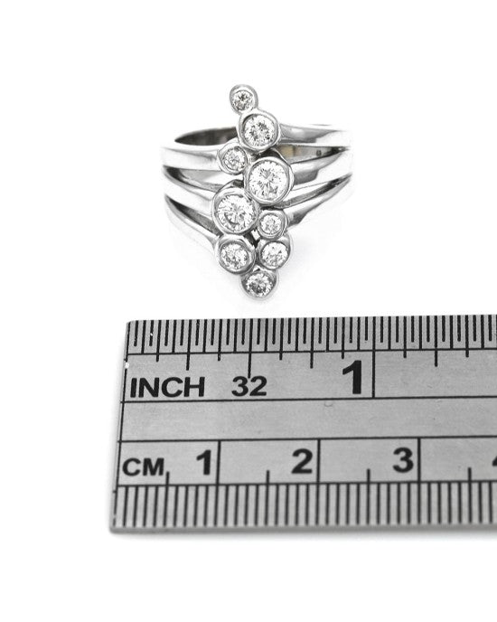Diamond Open Elongated Ring in White Gold