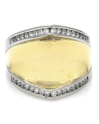 Diamond Split Pyramid Ring in 2 Tone Gold