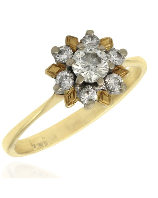 Diamond Flower Ring in Yellow Gold