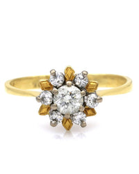 Diamond Flower Ring in Yellow Gold