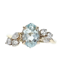 Aquamarine and Diamond Fashion Ring in Yellow Gold