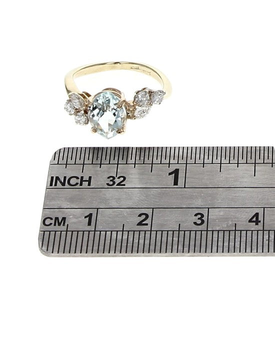 Aquamarine and Diamond Fashion Ring in Yellow Gold