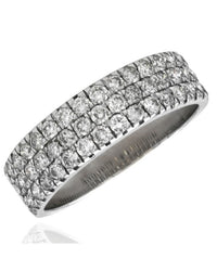 3 Row Pave Diamond Band in White Gold