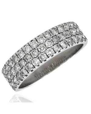 3 Row Pave Diamond Band in White Gold