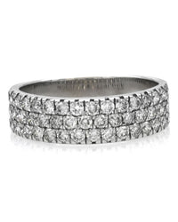 3 Row Pave Diamond Band in White Gold