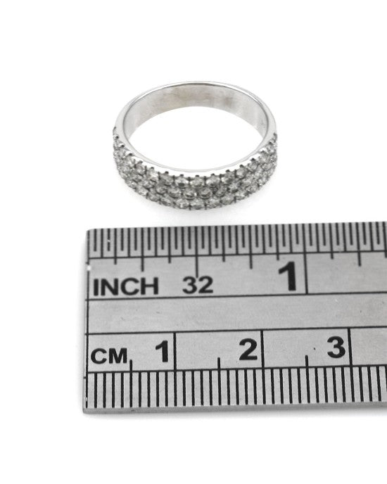 3 Row Pave Diamond Band in White Gold