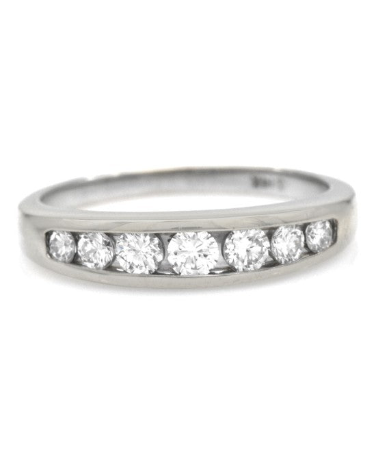 7 Stone Tapered Diamond Ring Band in White Gold