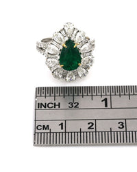 Pear Shaped Emerald and Mixed Diamond Halo