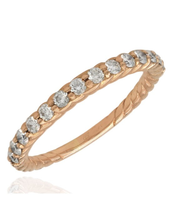 Diamond Twisted Stackable Band in Rose Gold