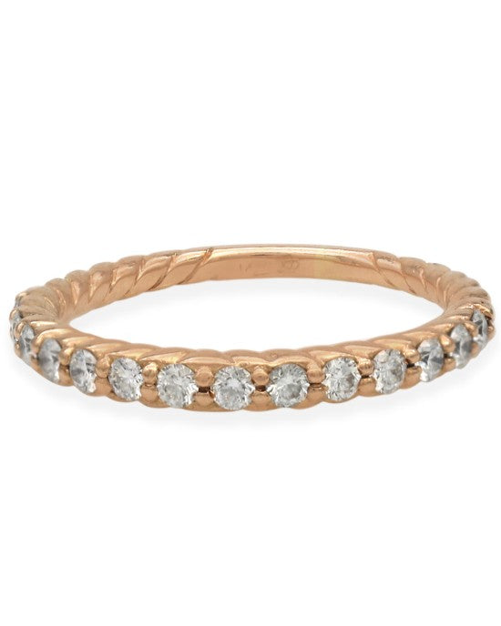 Diamond Twisted Stackable Band in Rose Gold