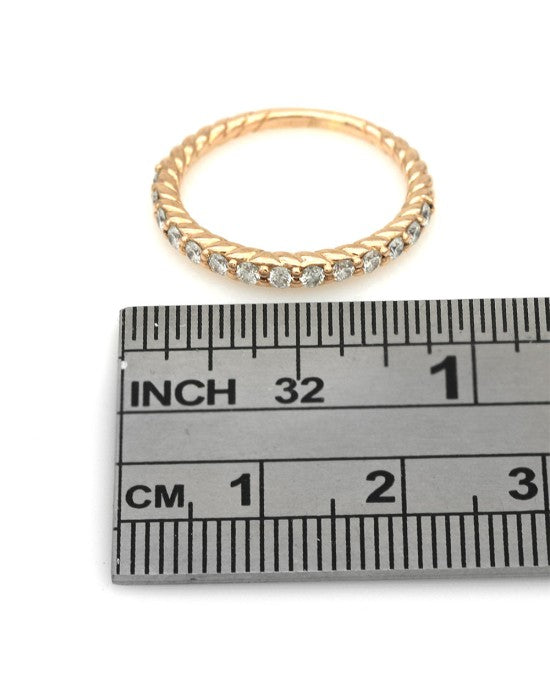 Diamond Twisted Stackable Band in Rose Gold