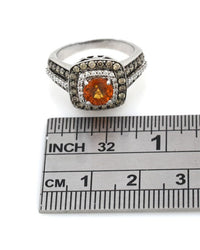 Le Vian Orange Sapphire and Diamond Halo Ring