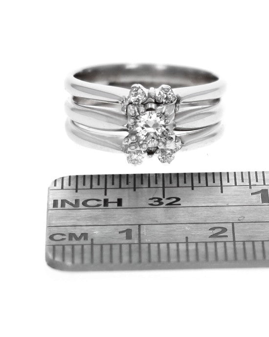 Triple Stacked Diamond Ring in White Gold
