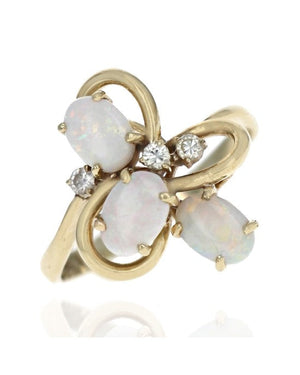 Oval Opal and Diamond Accent Ring in Yellow Gold