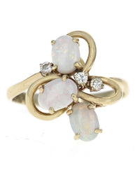 Oval Opal and Diamond Accent Ring in Yellow Gold