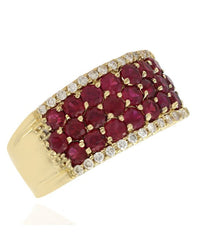 Ruby and Diamond Edged Tapered Band