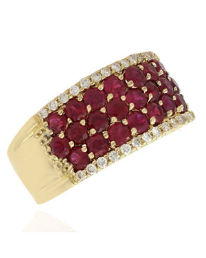 Ruby and Diamond Edged Tapered Band