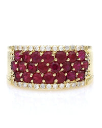 Ruby and Diamond Edged Tapered Band