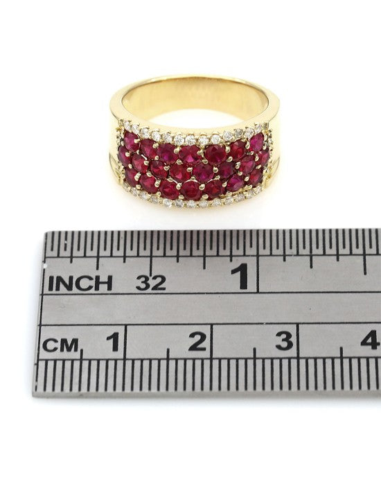 Ruby and Diamond Edged Tapered Band