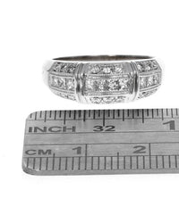 Round and Princess Diamond 3 Row Milgrain Accent Ring