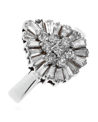 Mixed Cut Diamond Teardrop Ring in White Gold
