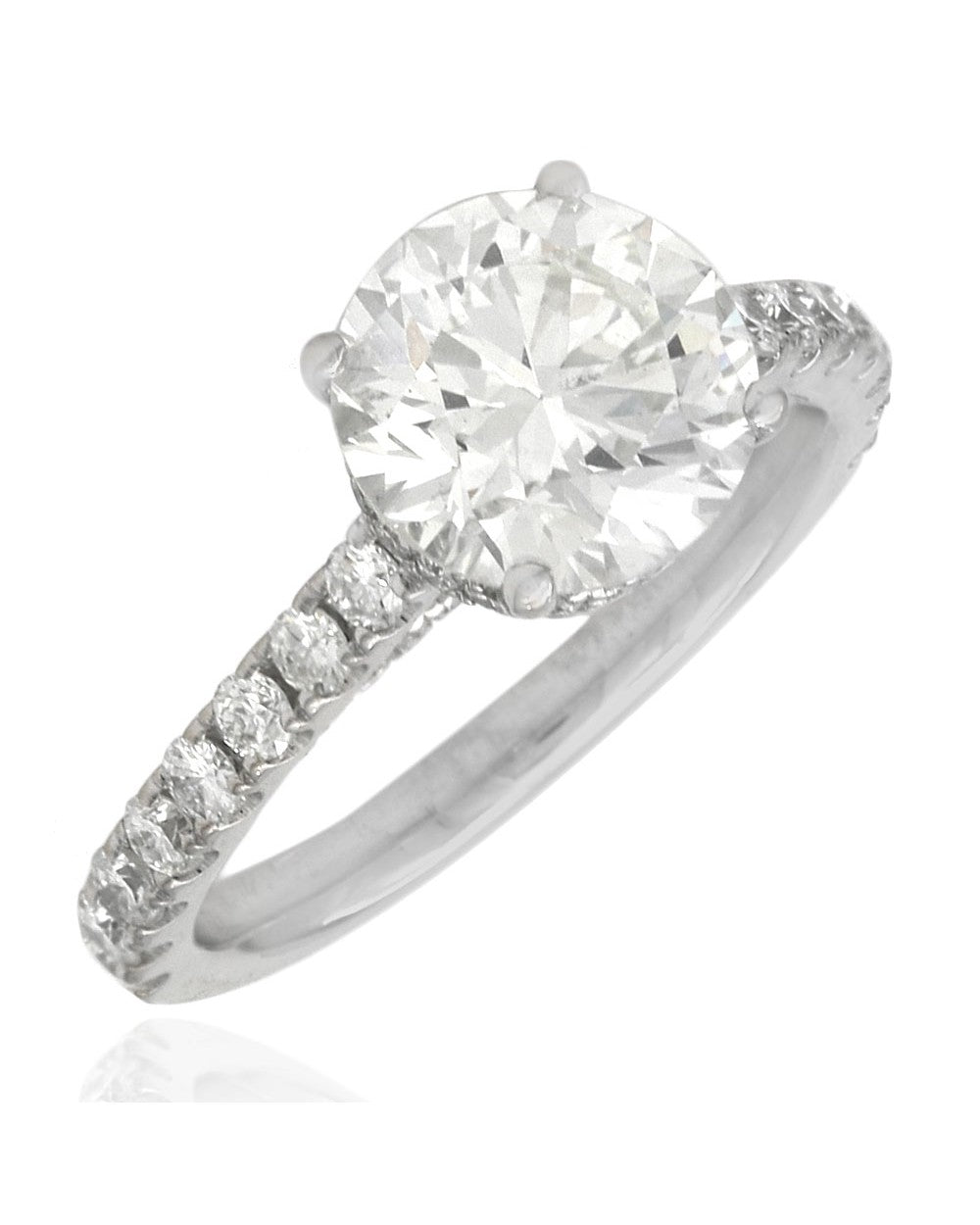 GIA Certified Round Brilliant Cut Diamond Solitaire Ring in 18KW