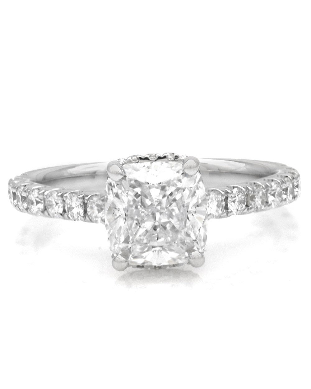 GIA Certified Cushion Cut Diamond Solitaire Ring in 18KW
