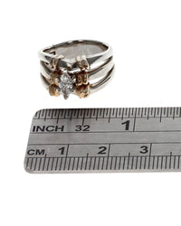 Marquise Diamond 3 Row Split Shank Fluted Accent Ring in White and Yellow Gold