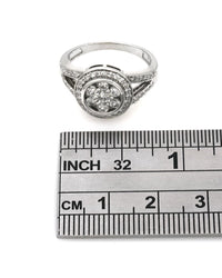 Diamond Cluster Halo Split Shank Ring in White Gold