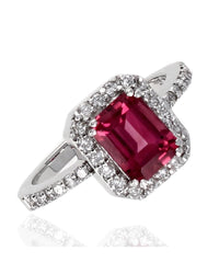 Pink Tourmaline and Diamond Halo Ring