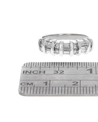 Round and Baguette Diamond Ring in White Gold