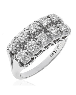 2 Row Diamond Ring in White Gold