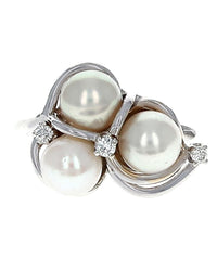 White Pearl and Diamond Accent Ring in White Gold