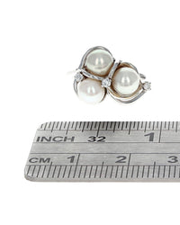White Pearl and Diamond Accent Ring in White Gold