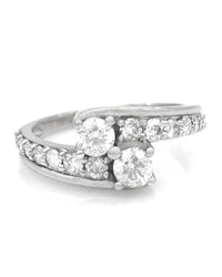 2 Stone Diamond Bypass Ring in White Gold