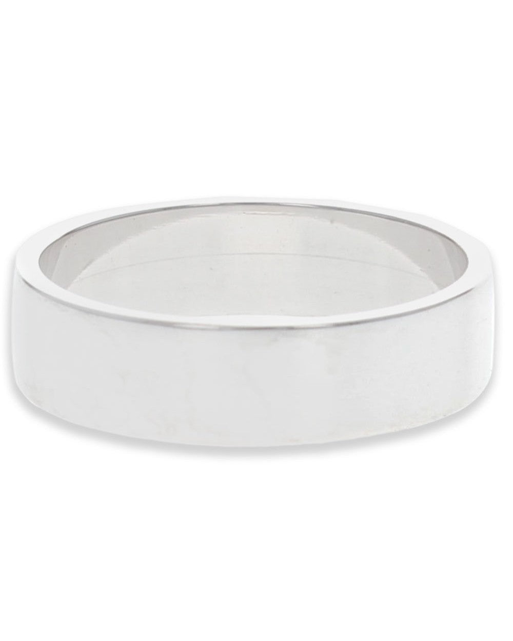 Gentlemans Flat Band Ring in White Gold