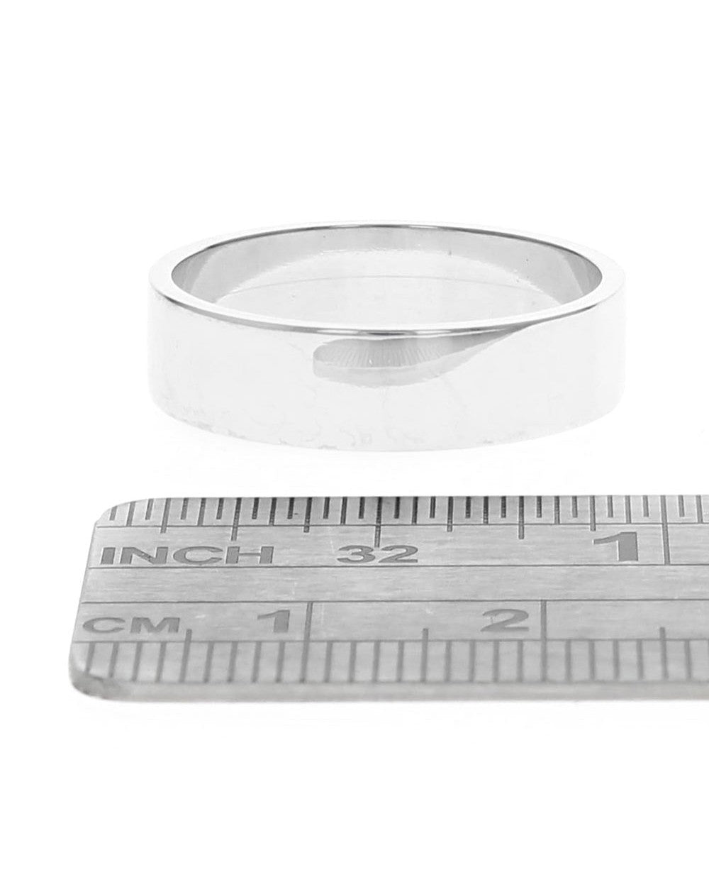 Gentlemans Flat Band Ring in White Gold