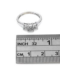 3 Station Diamond Ring in White Gold