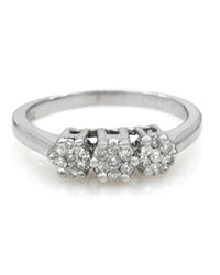 3 Station Diamond Ring in White Gold